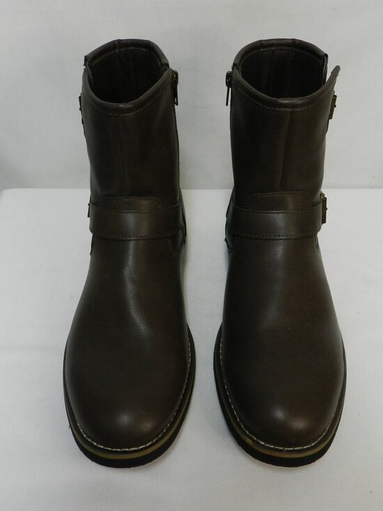 St. John\'s Bay SJB Statham Size 12 NEW brown Faux Leather zip moto boots Ankle main image 13